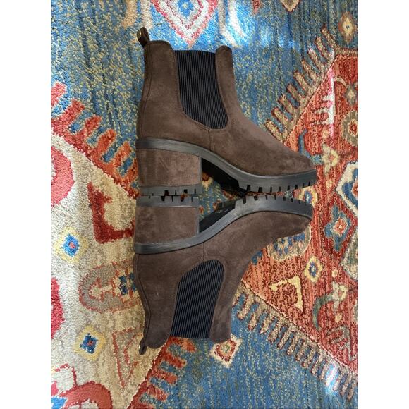 Seven for All Mankind Chelsea Berlin Boots 8 Faux Brown Suede 90s Y2k Style Heel - Picture 5 of 12